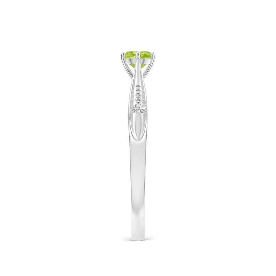 4mm AA Tapered Shank Peridot Solitaire Ring with Diamonds in White Gold side-2