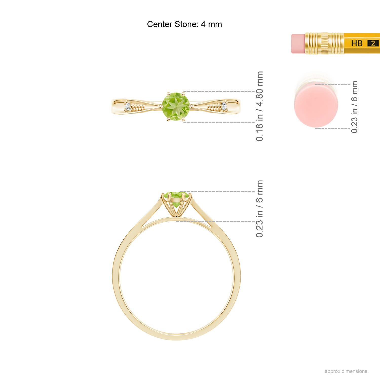 AA - Peridot / 0.31 CT / 14 KT Yellow Gold