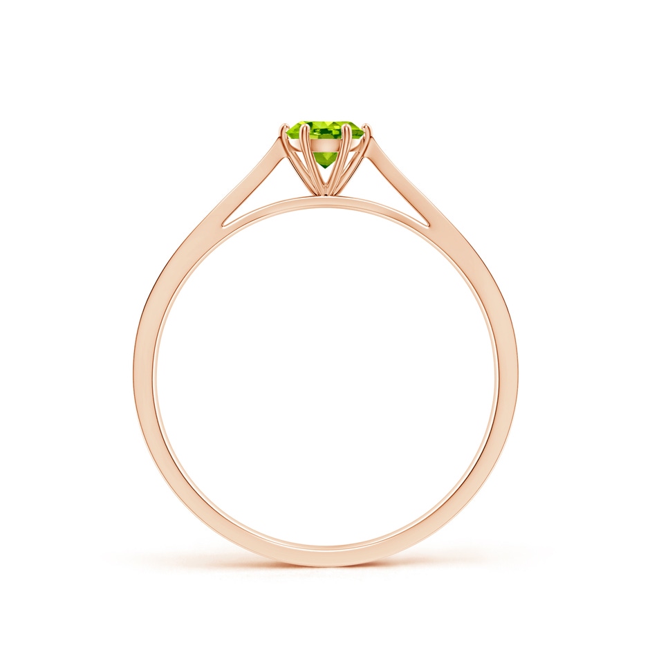 4mm AAA Tapered Shank Peridot Solitaire Ring with Diamonds in Rose Gold side-1