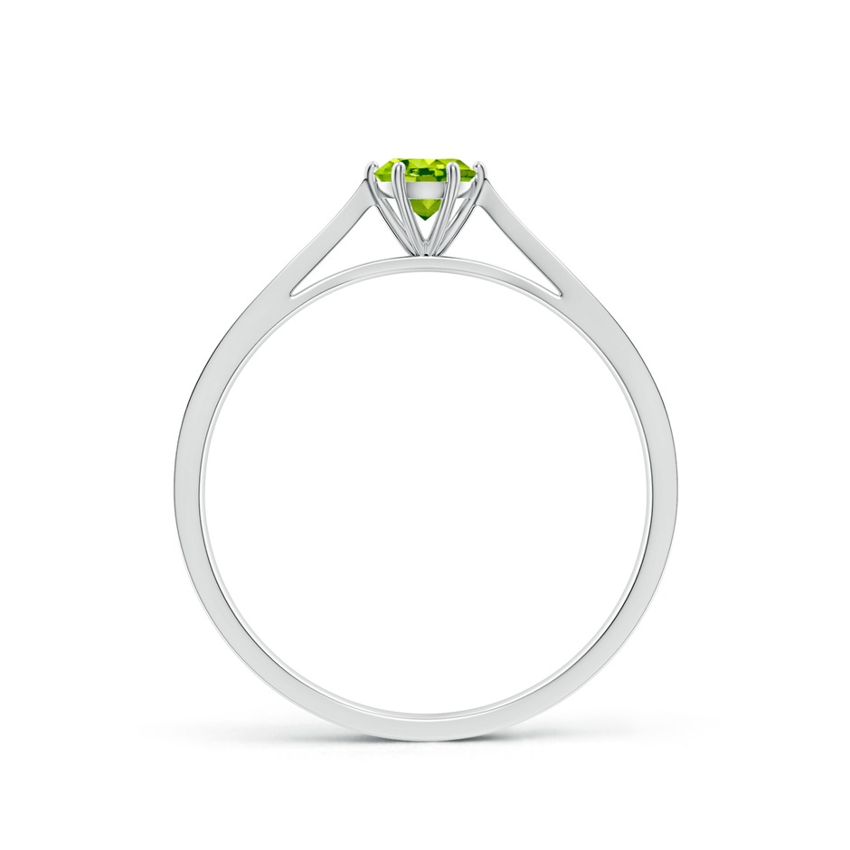 4mm AAA Tapered Shank Peridot Solitaire Ring with Diamonds in White Gold side-1