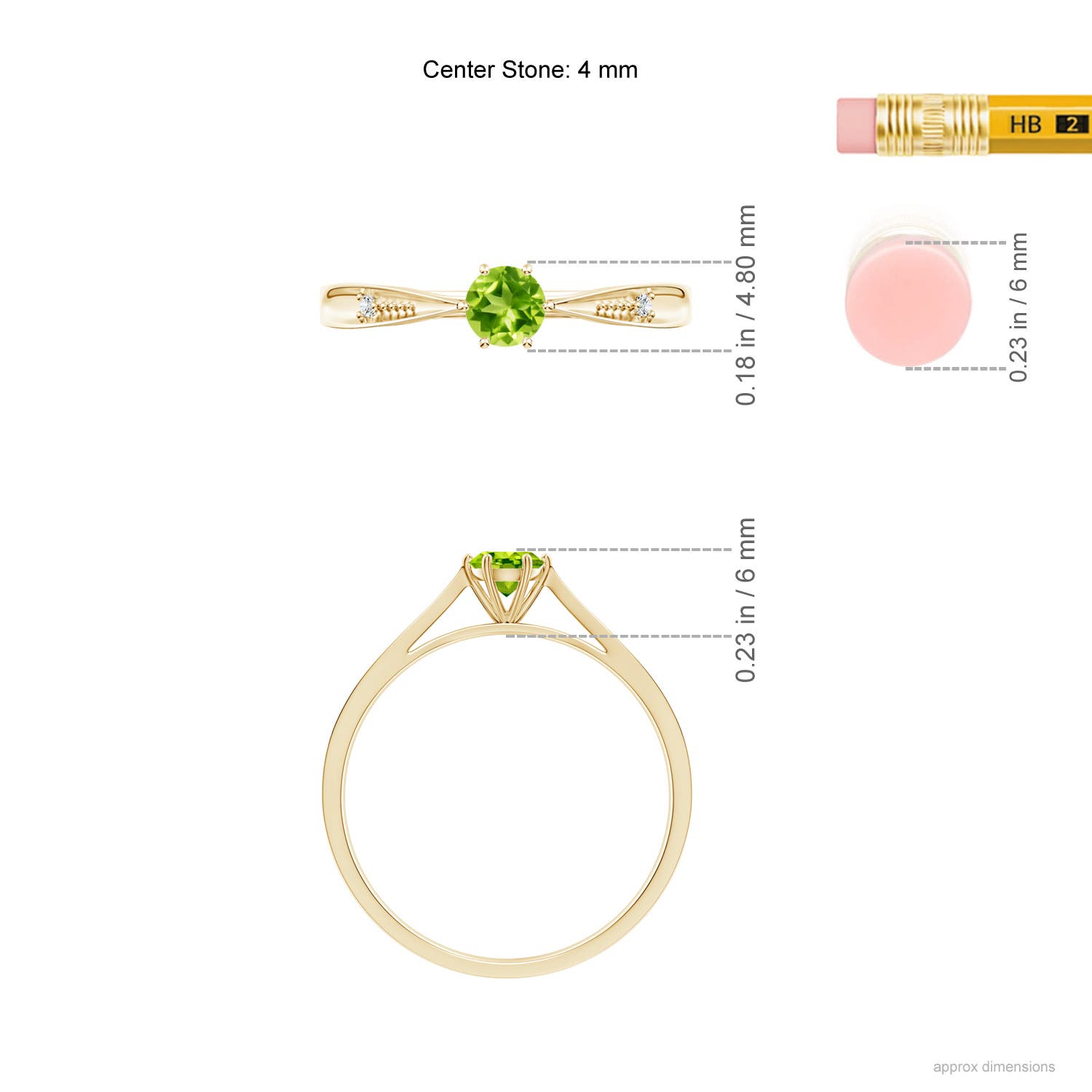 AAA - Peridot / 0.31 CT / 14 KT Yellow Gold