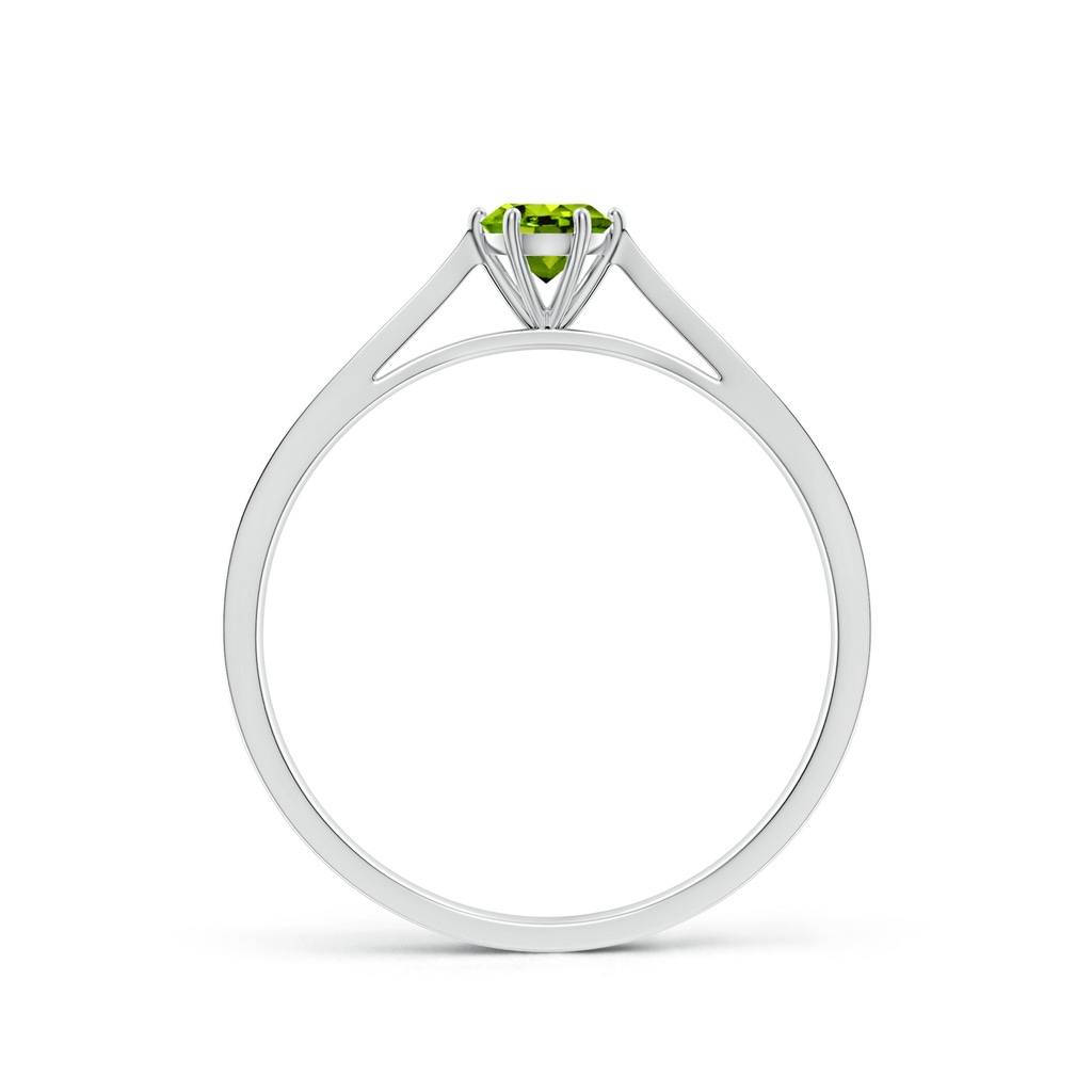 4mm AAAA Tapered Shank Peridot Solitaire Ring with Diamonds in P950 Platinum - side_1