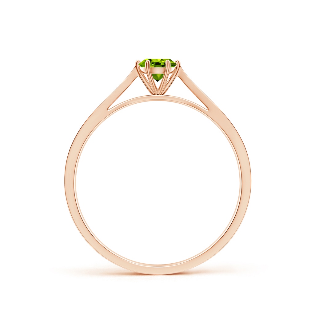 4mm AAAA Tapered Shank Peridot Solitaire Ring with Diamonds in Rose Gold - side_1