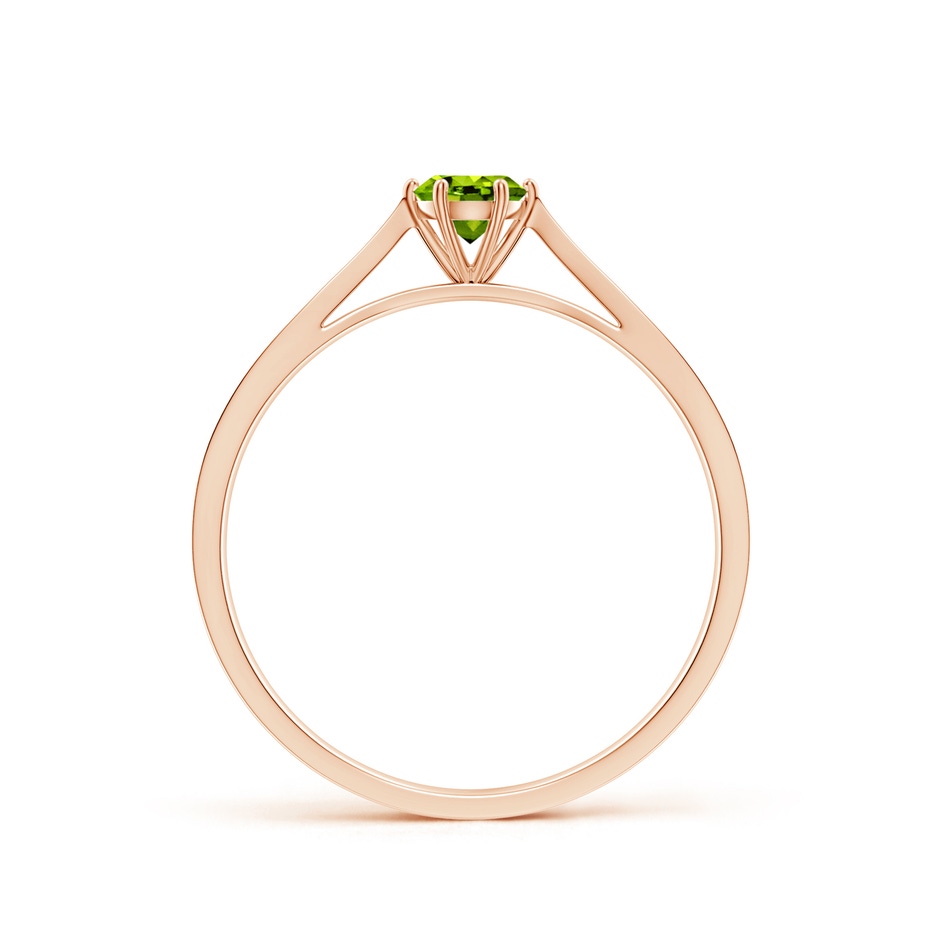 4mm AAAA Tapered Shank Peridot Solitaire Ring with Diamonds in Rose Gold side-1