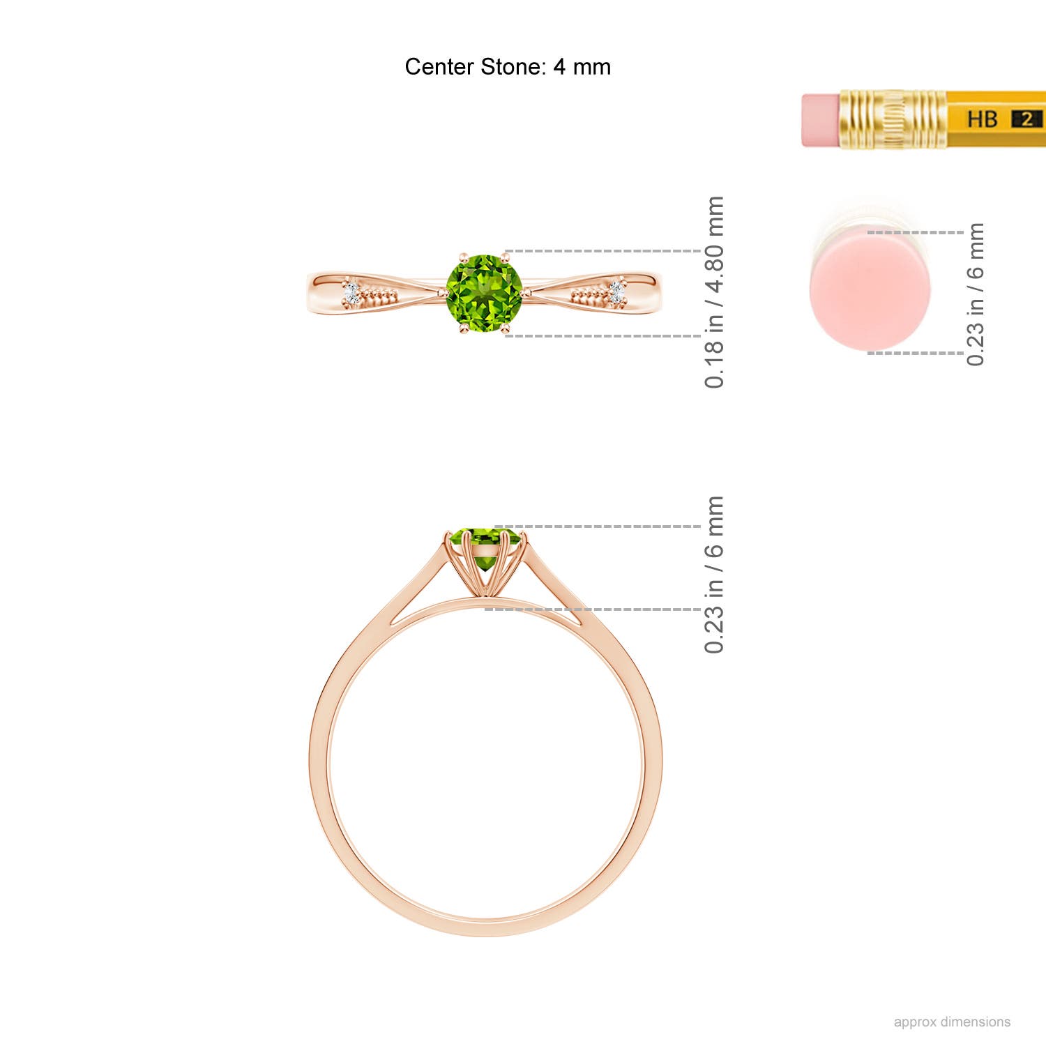 AAAA - Peridot / 0.31 CT / 14 KT Rose Gold