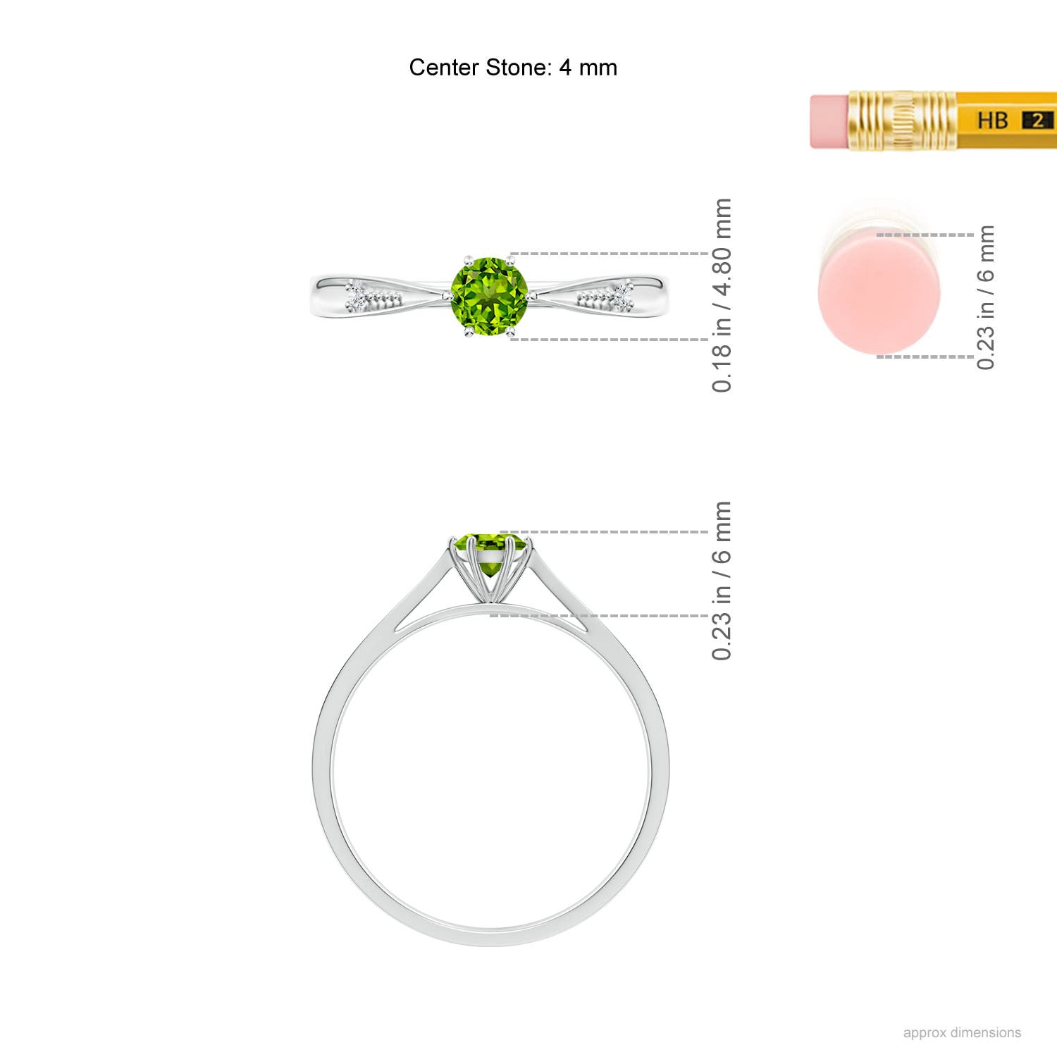 AAAA - Peridot / 0.31 CT / 14 KT White Gold