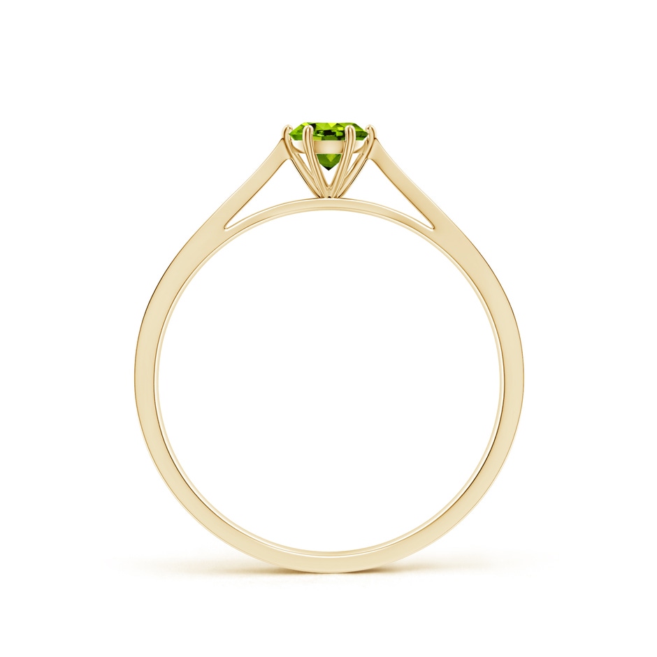 4mm AAAA Tapered Shank Peridot Solitaire Ring with Diamonds in Yellow Gold side-1