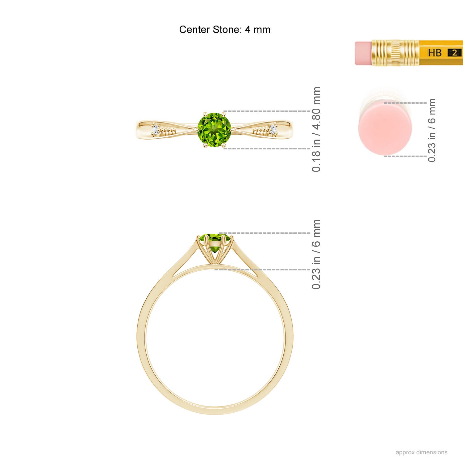 AAAA - Peridot / 0.31 CT / 14 KT Yellow Gold