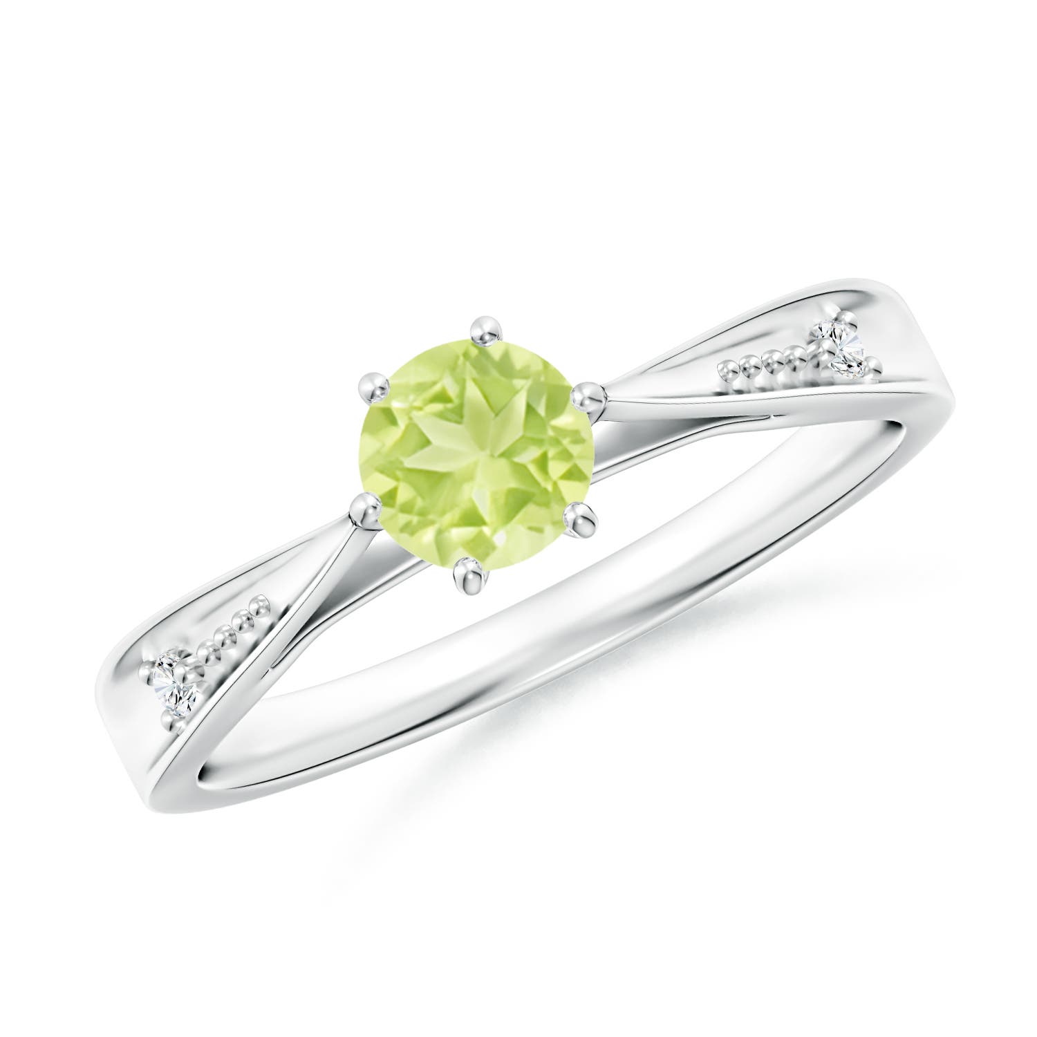 A - Peridot / 0.57 CT / 14 KT White Gold