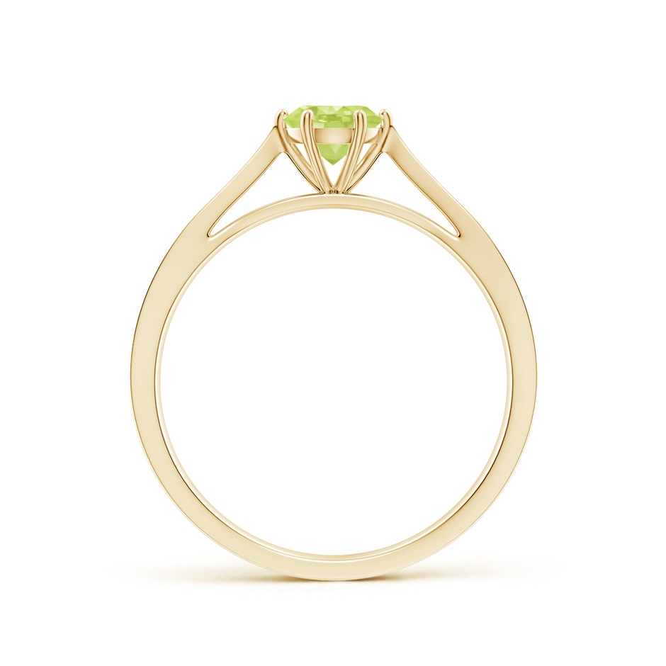 5mm A Tapered Shank Peridot Solitaire Ring with Diamonds in Yellow Gold side-1