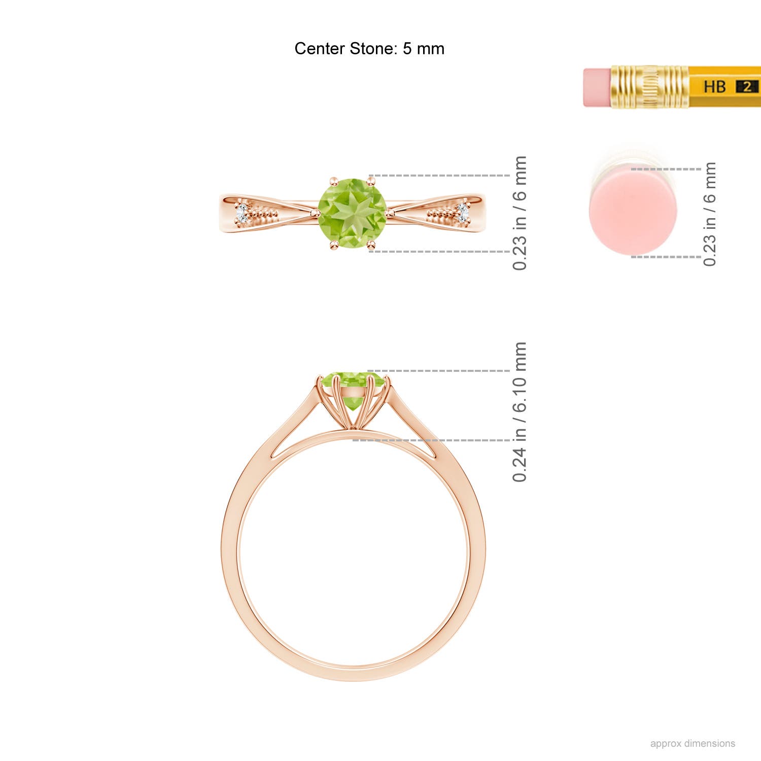 AA - Peridot / 0.57 CT / 14 KT Rose Gold