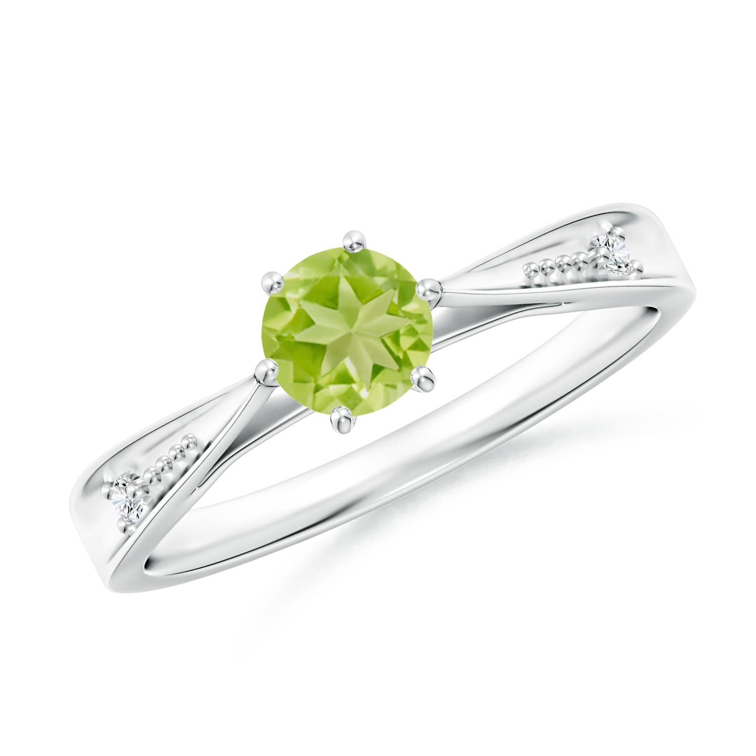 AA - Peridot / 0.57 CT / 14 KT White Gold