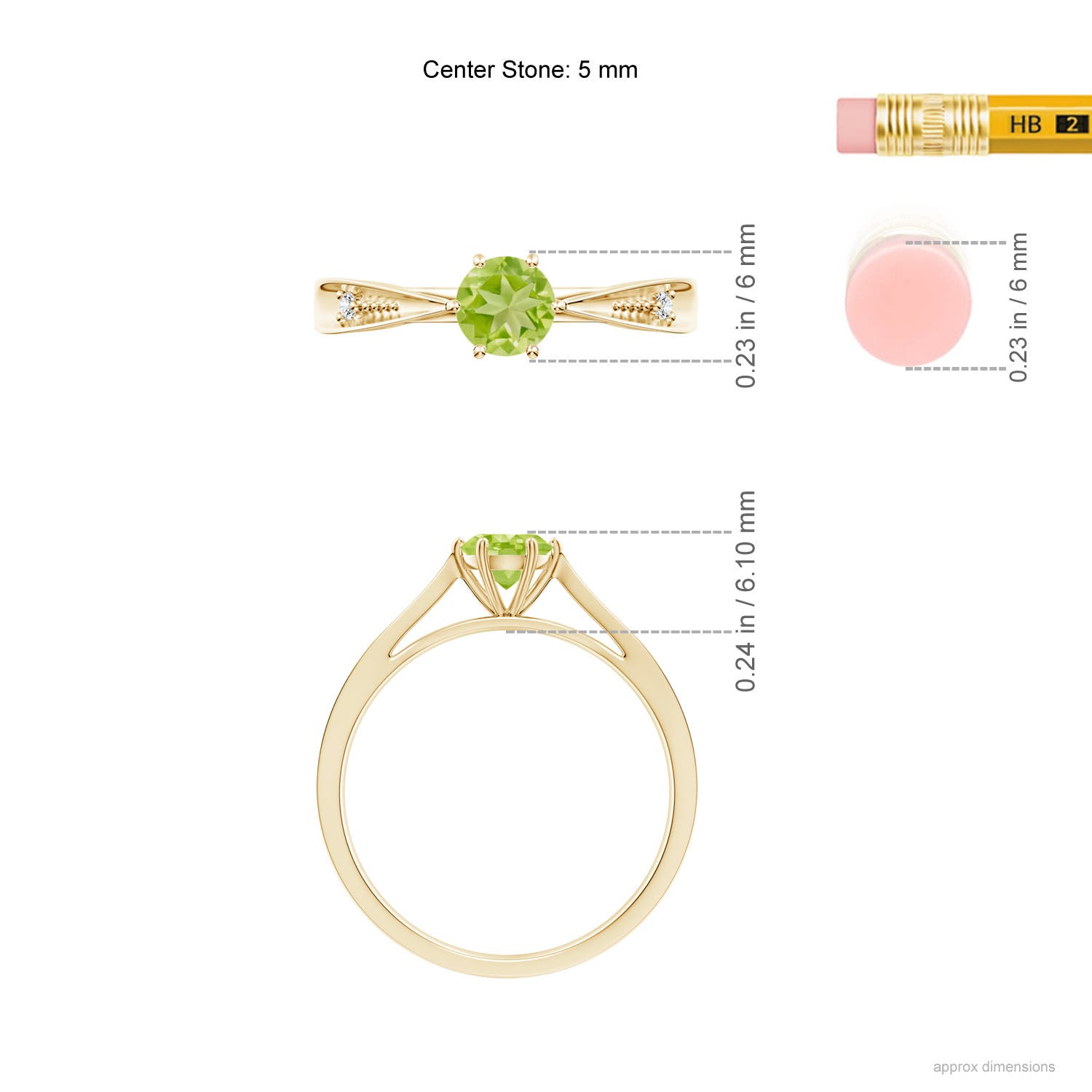 AA - Peridot / 0.57 CT / 14 KT Yellow Gold