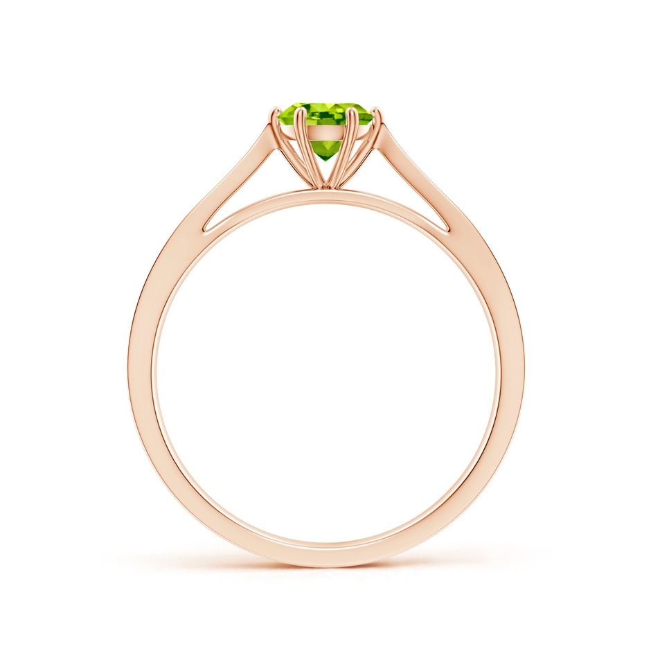 5mm AAA Tapered Shank Peridot Solitaire Ring with Diamonds in Rose Gold side-1