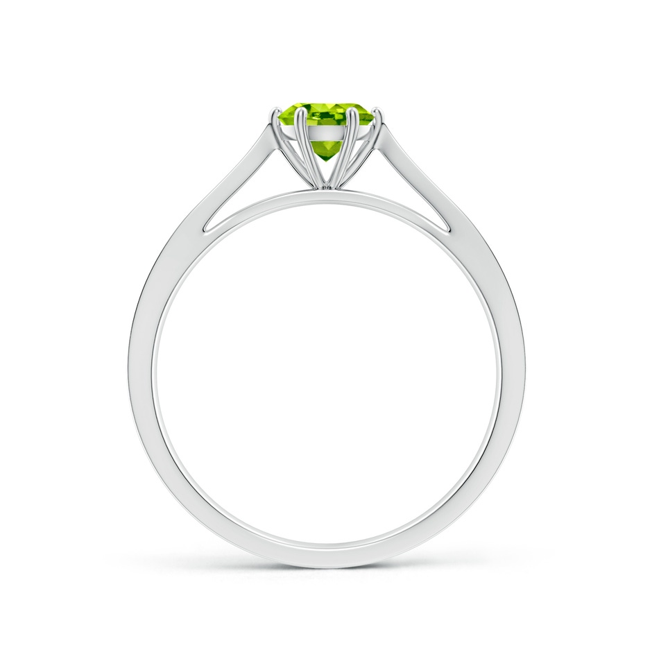 5mm AAA Tapered Shank Peridot Solitaire Ring with Diamonds in White Gold side-1