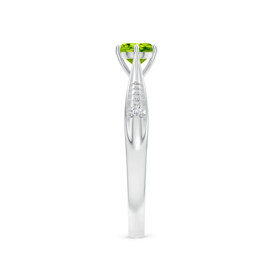 5mm AAA Tapered Shank Peridot Solitaire Ring with Diamonds in White Gold side-2