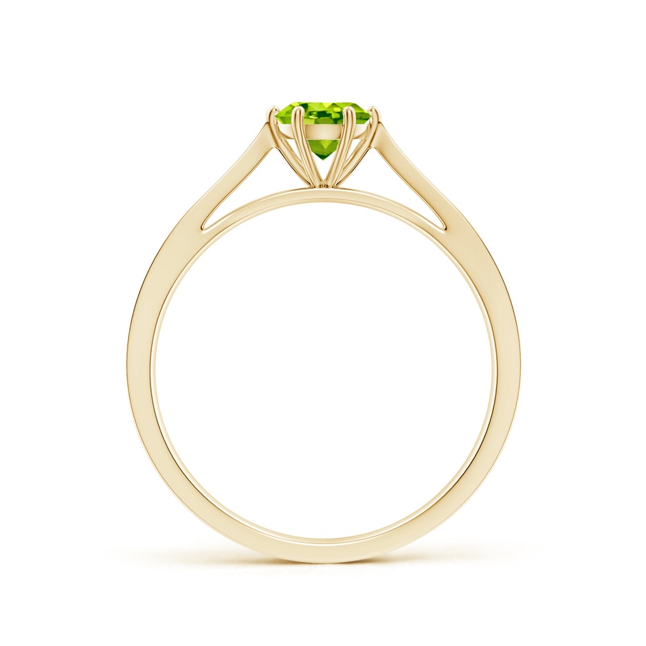 5mm AAA Tapered Shank Peridot Solitaire Ring with Diamonds in Yellow Gold side-1