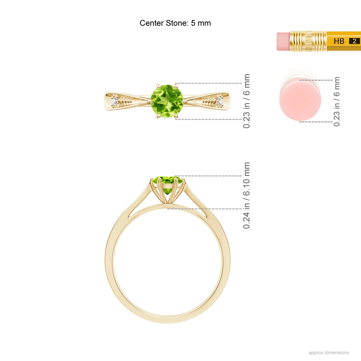 AAA - Peridot / 0.57 CT / 14 KT Yellow Gold