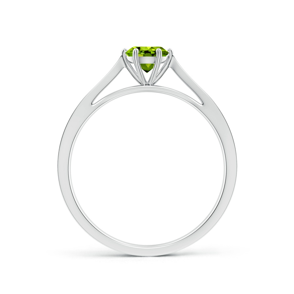 5mm AAAA Tapered Shank Peridot Solitaire Ring with Diamonds in P950 Platinum side-1