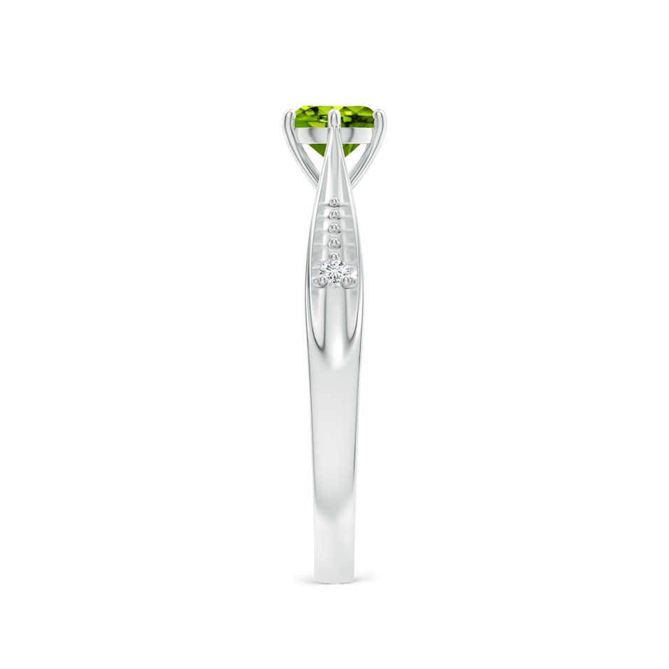 5mm AAAA Tapered Shank Peridot Solitaire Ring with Diamonds in P950 Platinum side-2