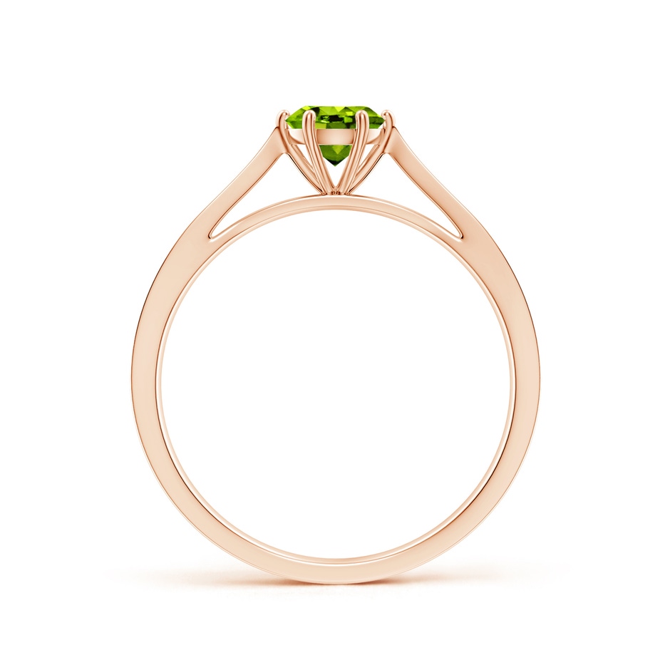 5mm AAAA Tapered Shank Peridot Solitaire Ring with Diamonds in Rose Gold side-1