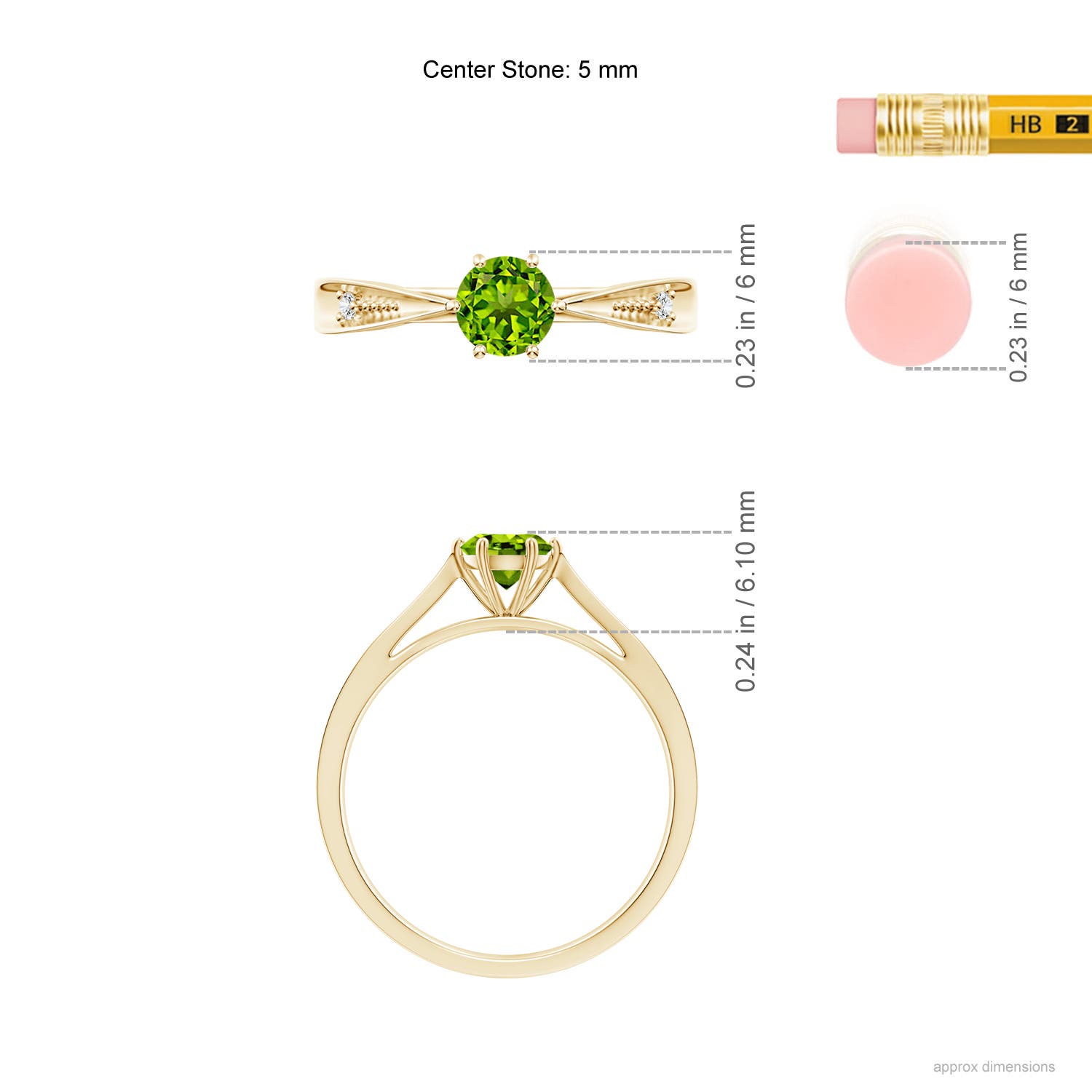 AAAA - Peridot / 0.57 CT / 14 KT Yellow Gold