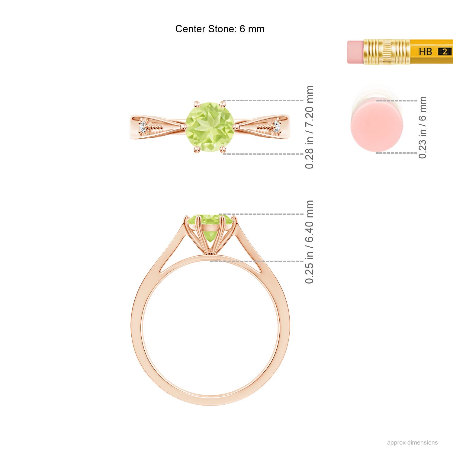 A - Peridot / 0.97 CT / 14 KT Rose Gold