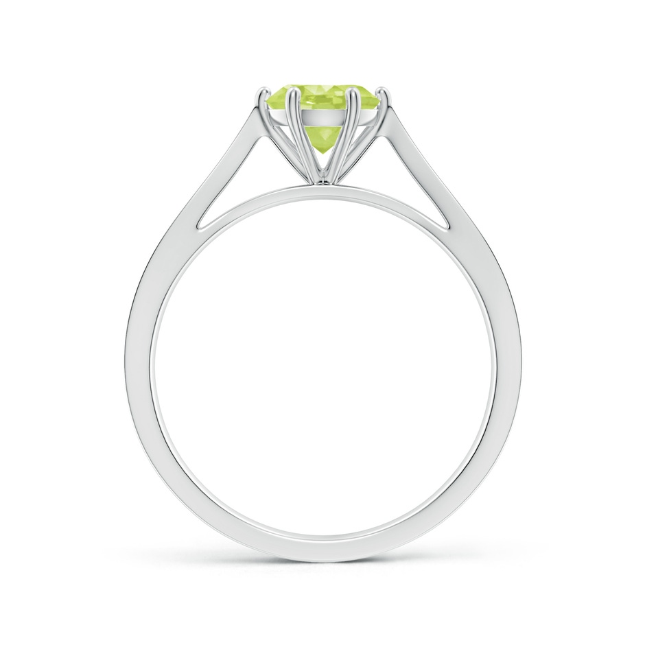 6mm A Tapered Shank Peridot Solitaire Ring with Diamonds in White Gold side-1