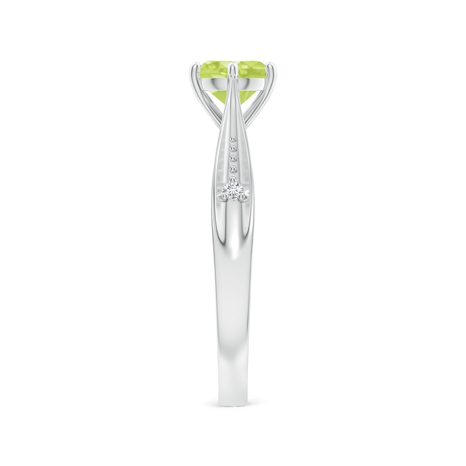 6mm A Tapered Shank Peridot Solitaire Ring with Diamonds in White Gold side-2