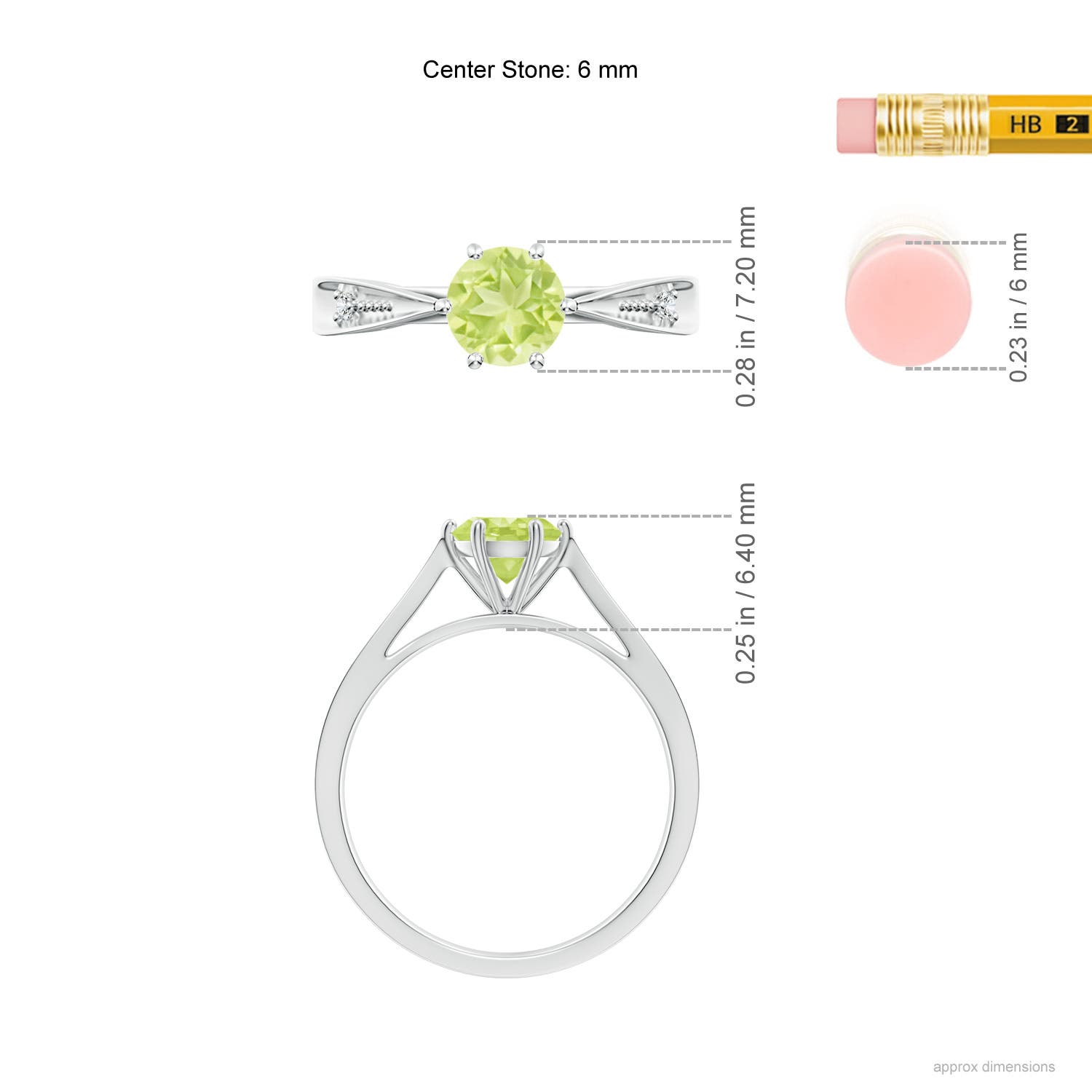 A - Peridot / 0.97 CT / 14 KT White Gold