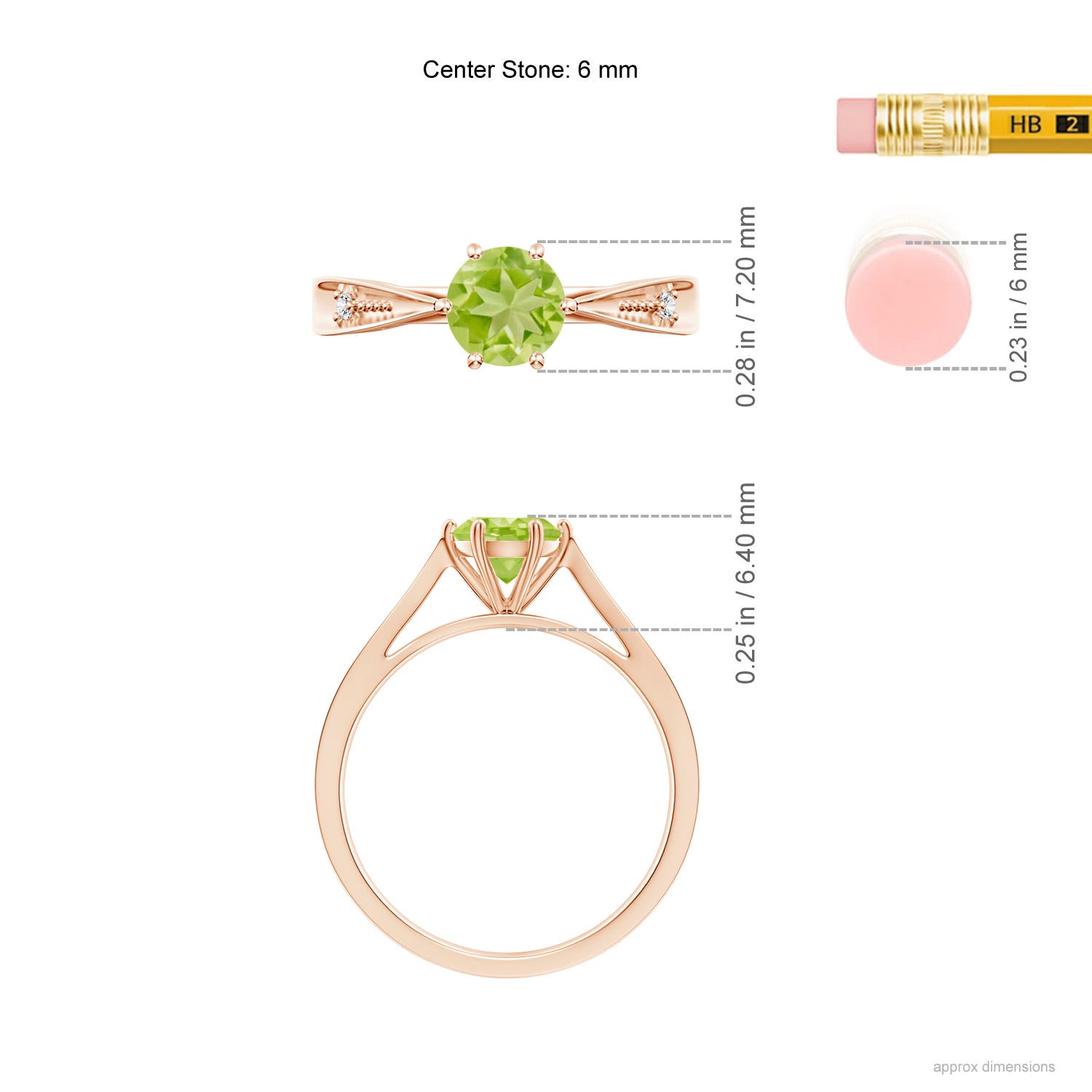 AA - Peridot / 0.97 CT / 14 KT Rose Gold