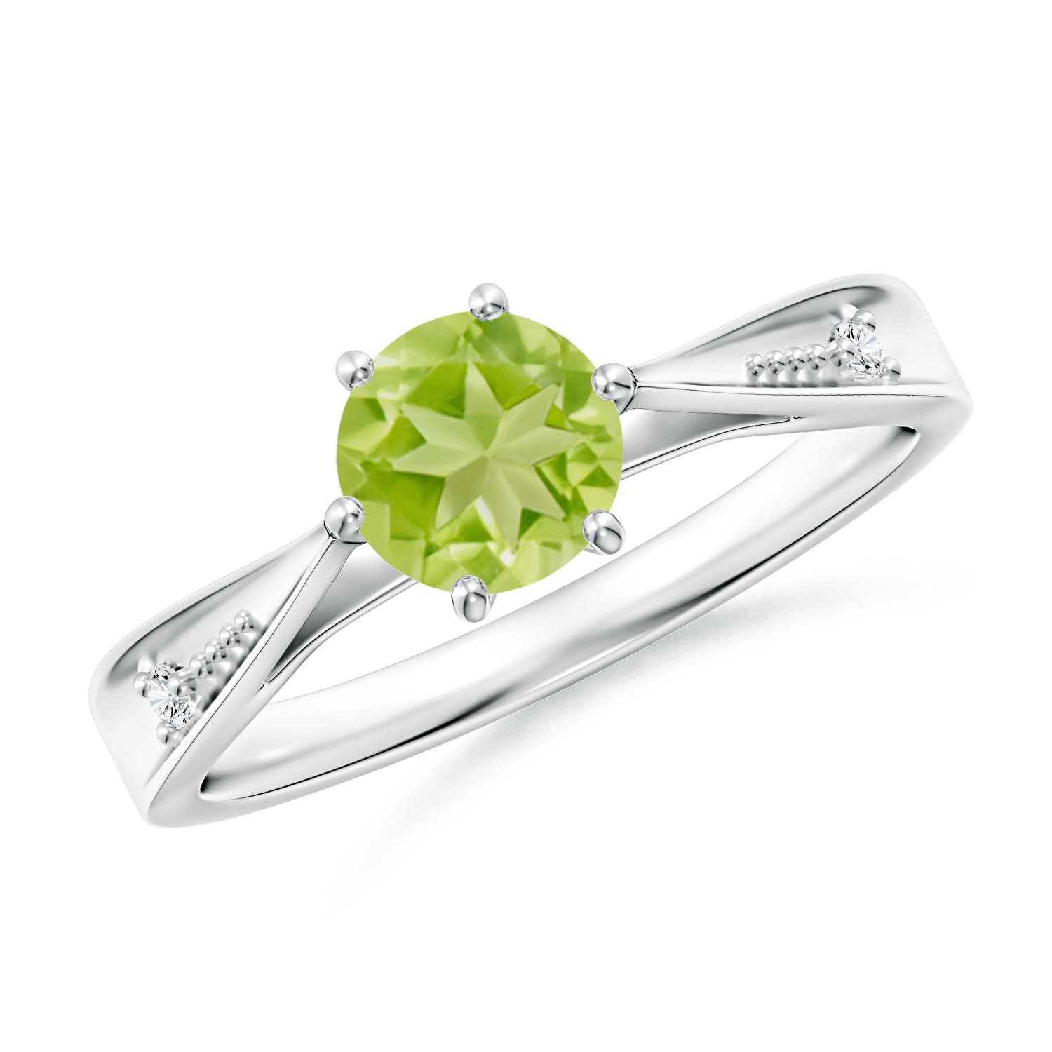 AA - Peridot / 0.97 CT / 14 KT White Gold