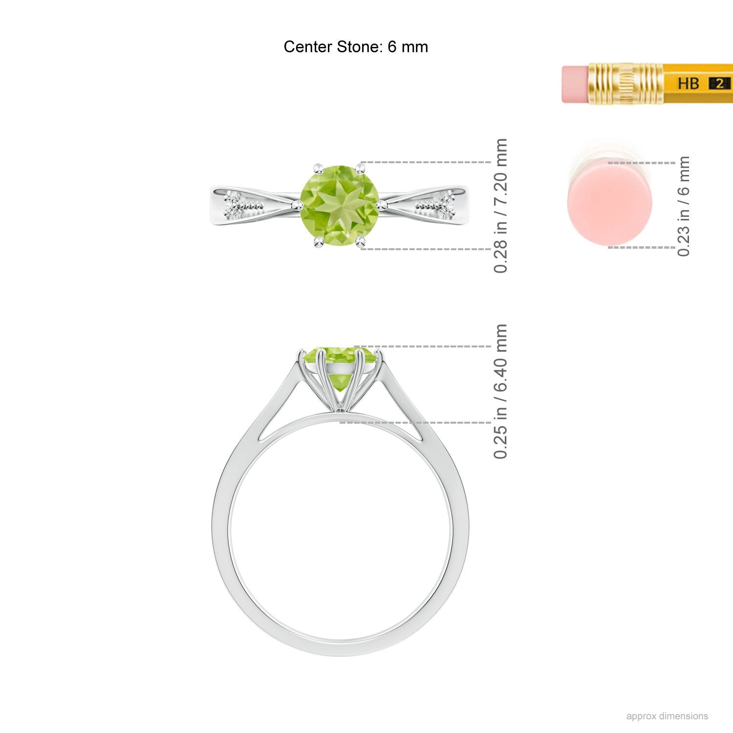 AA - Peridot / 0.97 CT / 14 KT White Gold