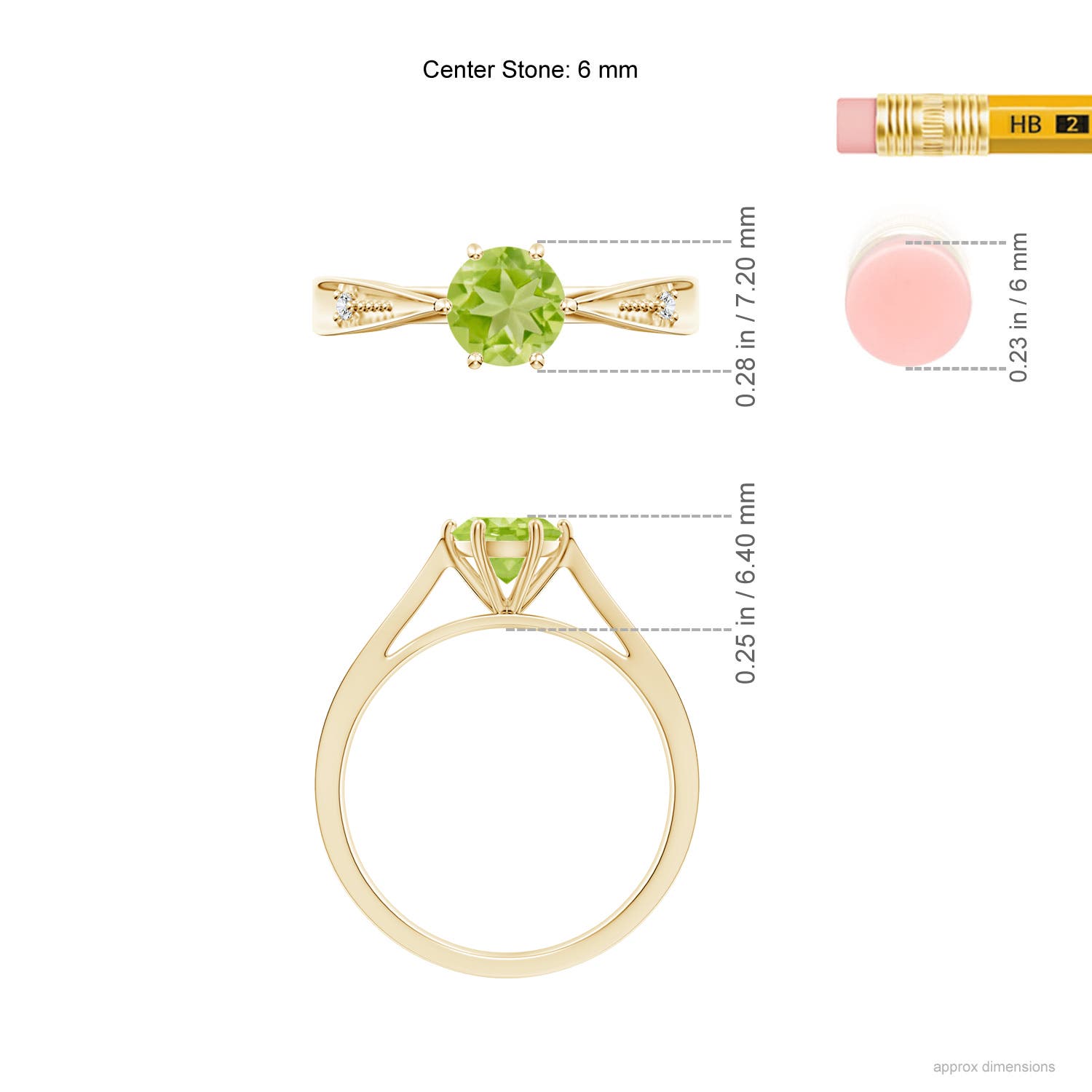 AA - Peridot / 0.97 CT / 14 KT Yellow Gold