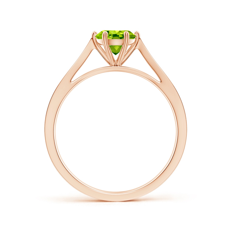 6mm AAA Tapered Shank Peridot Solitaire Ring with Diamonds in Rose Gold side-1