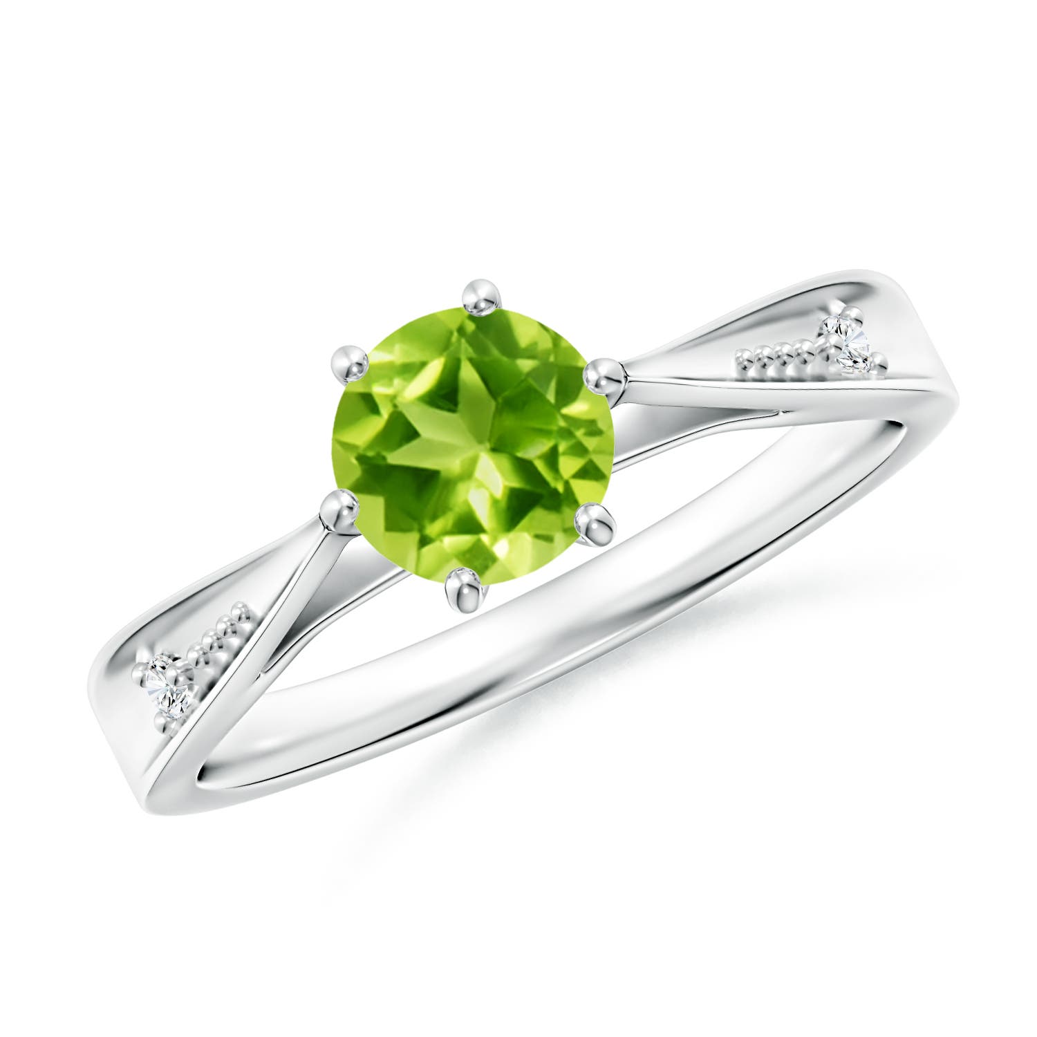 AAA - Peridot / 0.97 CT / 14 KT White Gold