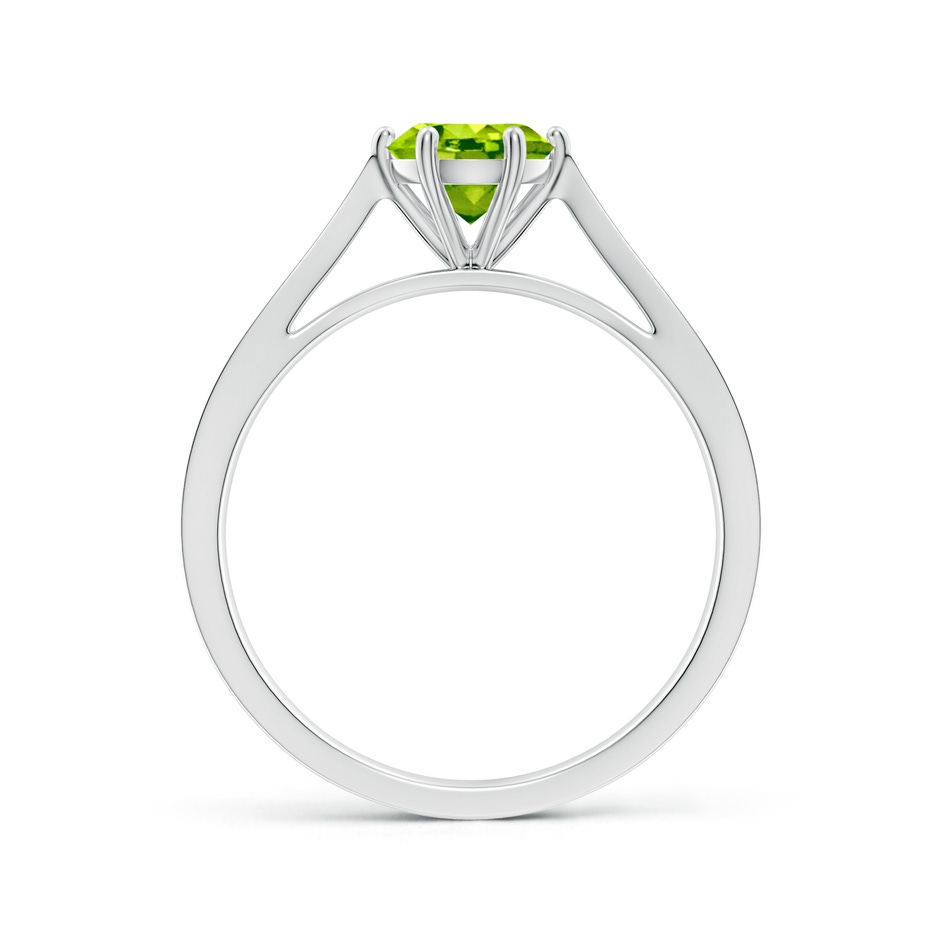 6mm AAA Tapered Shank Peridot Solitaire Ring with Diamonds in White Gold side-1