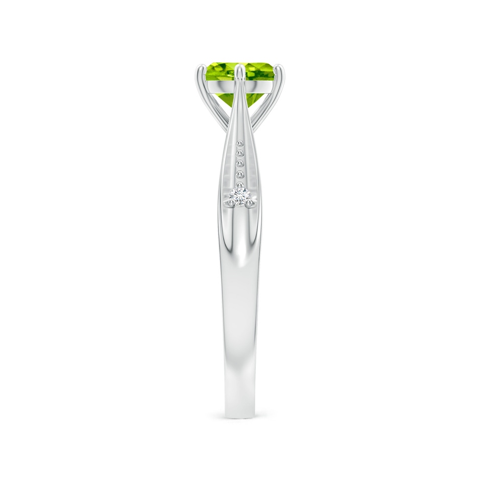 6mm AAA Tapered Shank Peridot Solitaire Ring with Diamonds in White Gold side-2