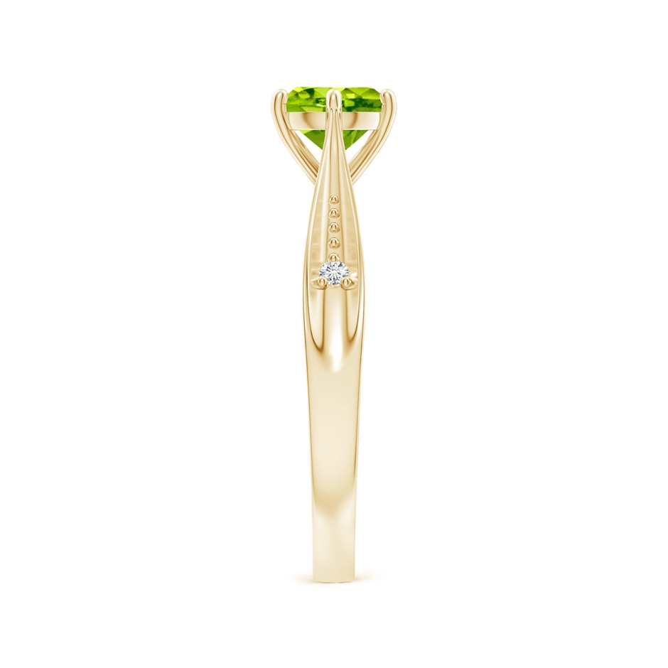 6mm AAA Tapered Shank Peridot Solitaire Ring with Diamonds in Yellow Gold side-2
