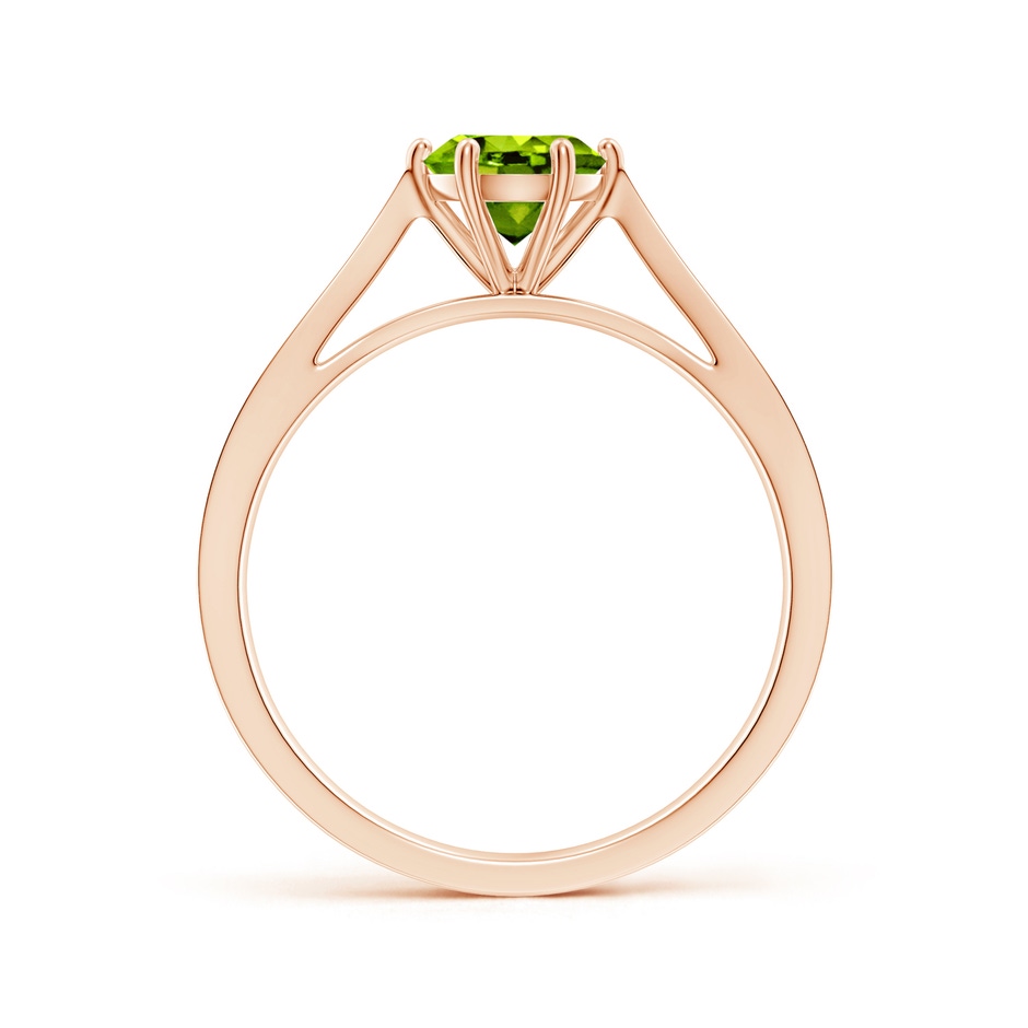 6mm AAAA Tapered Shank Peridot Solitaire Ring with Diamonds in Rose Gold side-1