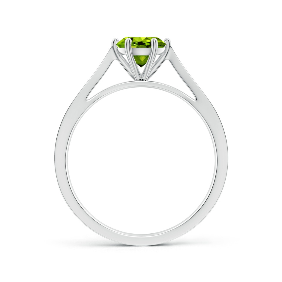 6mm AAAA Tapered Shank Peridot Solitaire Ring with Diamonds in White Gold side-1