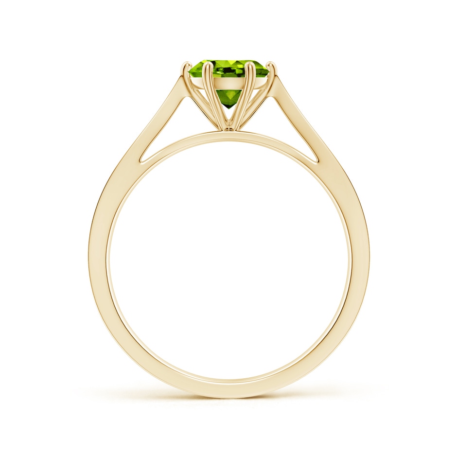 6mm AAAA Tapered Shank Peridot Solitaire Ring with Diamonds in Yellow Gold side-1