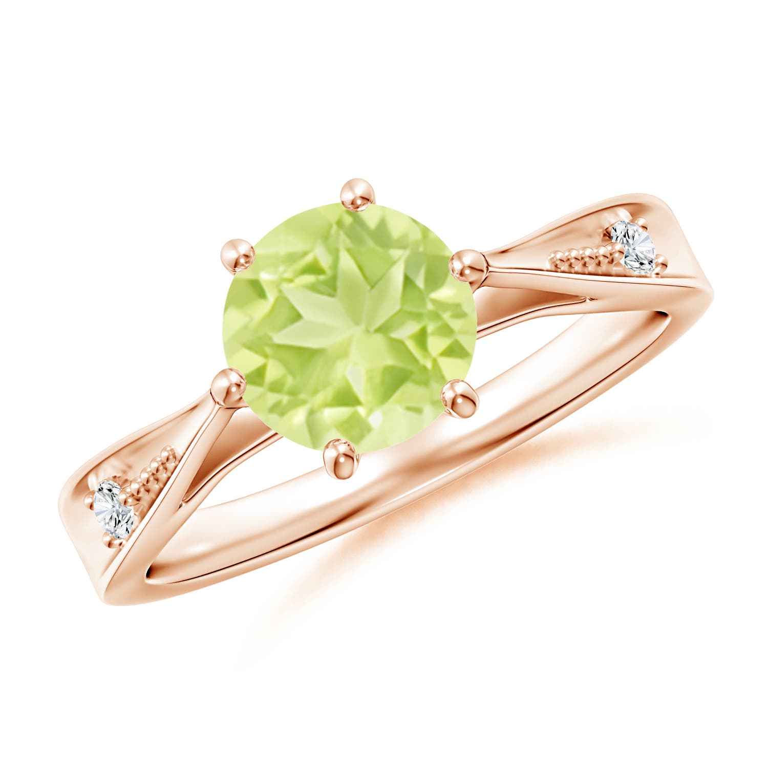 A - Peridot / 1.43 CT / 14 KT Rose Gold