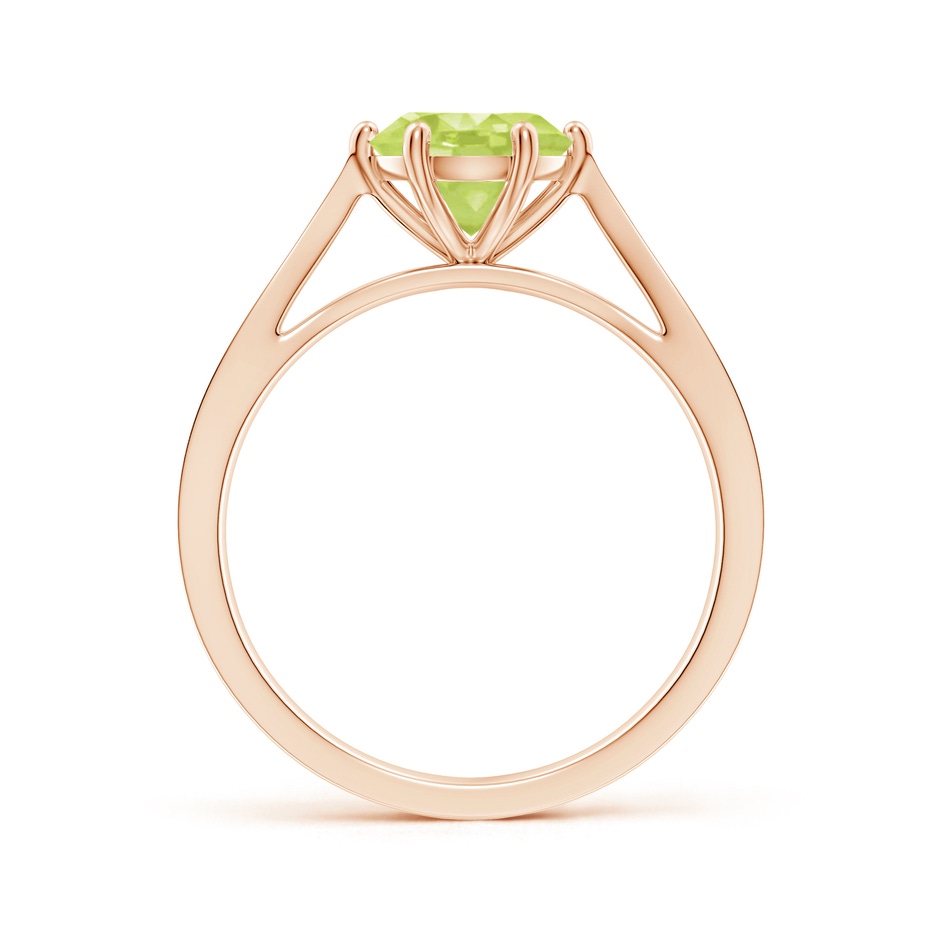 7mm A Tapered Shank Peridot Solitaire Ring with Diamonds in Rose Gold side-1