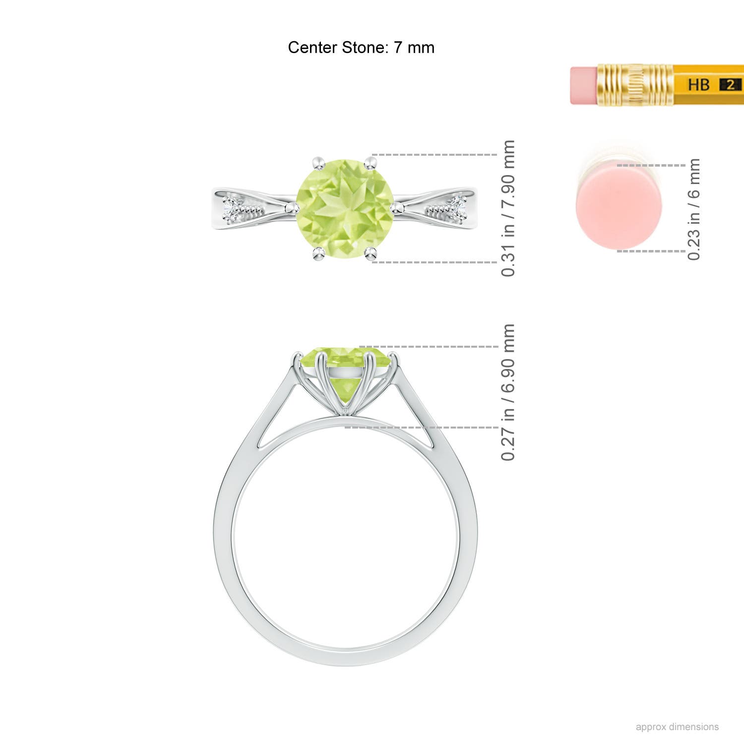 A - Peridot / 1.43 CT / 14 KT White Gold