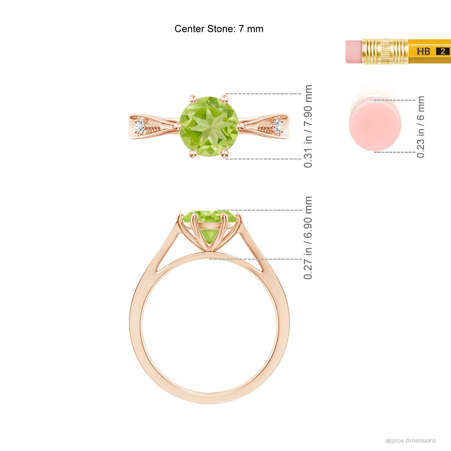 AA - Peridot / 1.43 CT / 14 KT Rose Gold