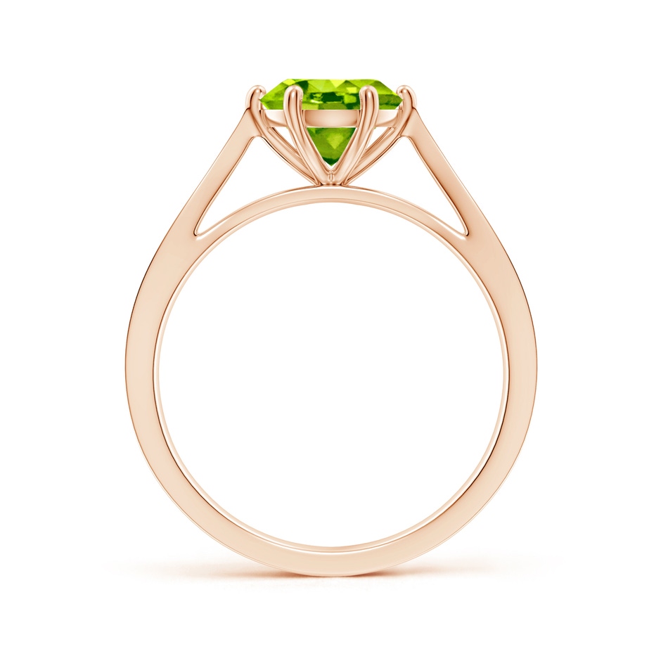 7mm AAA Tapered Shank Peridot Solitaire Ring with Diamonds in Rose Gold side-1