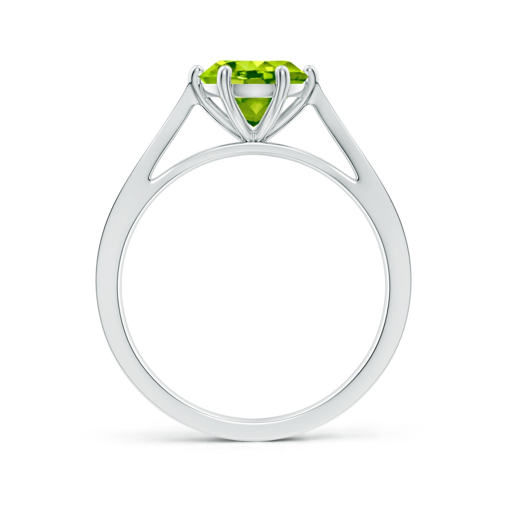 7mm AAA Tapered Shank Peridot Solitaire Ring with Diamonds in White Gold - side_1