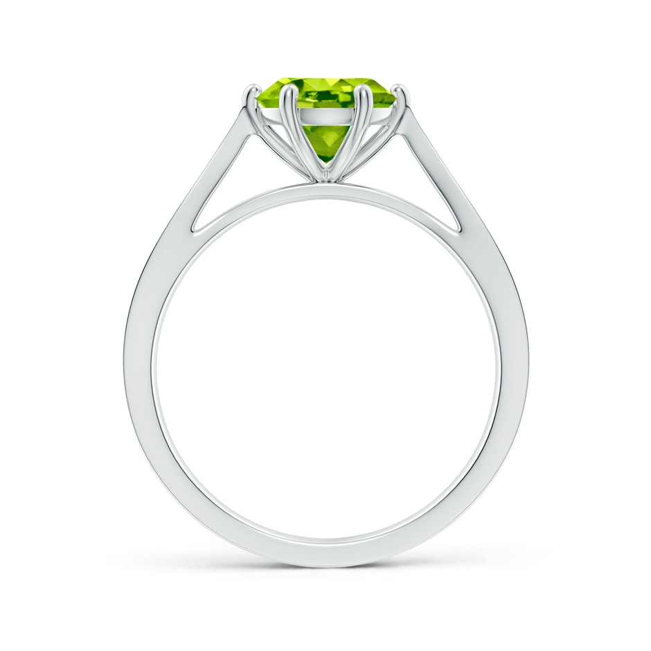 7mm AAA Tapered Shank Peridot Solitaire Ring with Diamonds in White Gold side-1