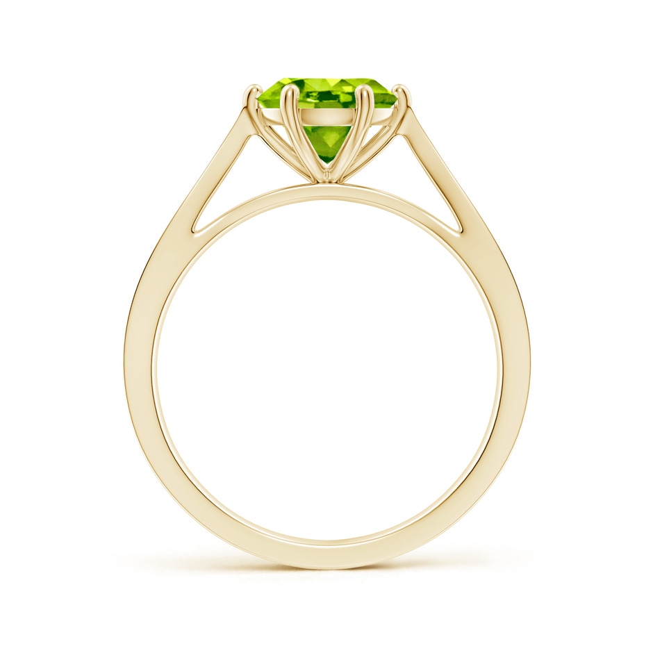 7mm AAA Tapered Shank Peridot Solitaire Ring with Diamonds in Yellow Gold side-1